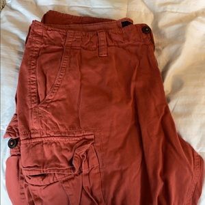 American Eagle Faded Red Cargo Shorts